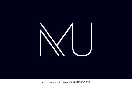 MU initial letter logo design. MU logo design vector in black background.