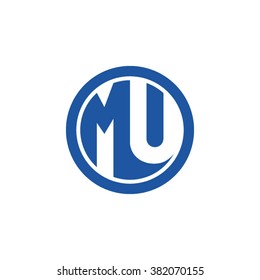 MU initial letters circle business logo blue
