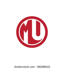 MU initial letters circle business logo red