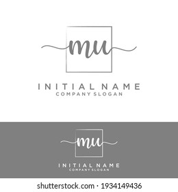 MU Initial letters, handwriting signature logo.