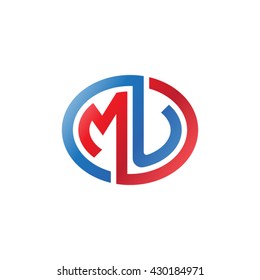MU initial letters looping linked ellipse logo red blue