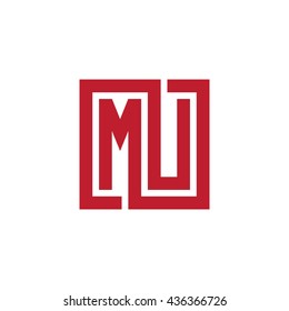 MU initial letters looping linked square logo red