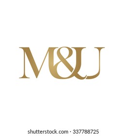 M&U Initial logo. Ampersand monogram golden logo