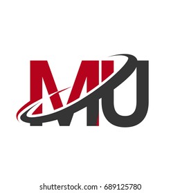 MU initial logo company name colored red and black swoosh design, isolated on white background. vector logo for business and company identity.
