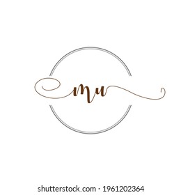 MU Initial Logo Handwriting template letter illustration