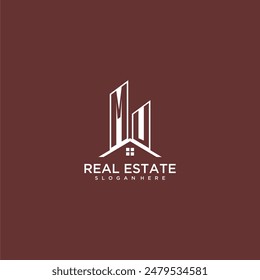 MU initial monogram building and roof logo for real estate