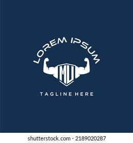 Monograma inicial de MU para fitnes o logotipo de gimnasio con diseño de estilo creativo