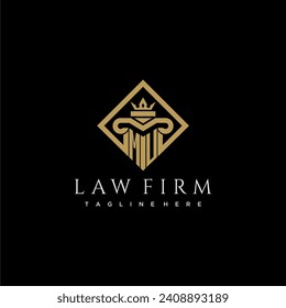 MU initial monogram logo for lawfirm with pillar in creative square design