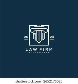 MU initial monogram logo for lawfirm with pillar design in creative square