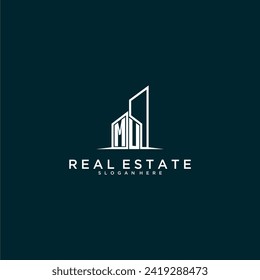 MU initial monogram logo real estate with building style design vector