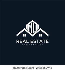 MU initial monogram logo for real estate with creative roof and home image design