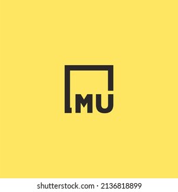 MU initial monogram logo with square style design