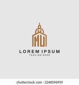 MU initial monogram real estate logo with imperium style desgn