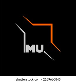MU initial monogram technologi logo with square style design