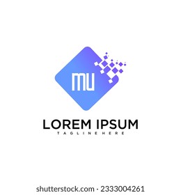 MU initial monogram for technology logo with square style design