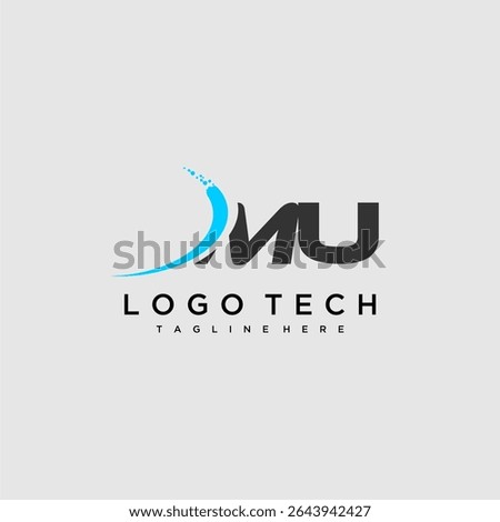 MU initial monogram for technology logo design