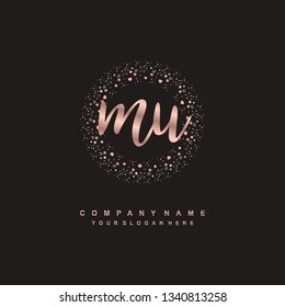 MU initial signature logo. handwriting logo template vector,