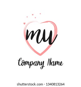 MU initial signature logo. handwriting logo template vector,