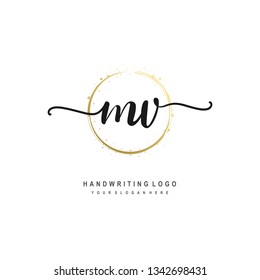 MU initial signature logo. handwriting logo template vector,