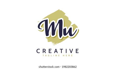 MU Initials, handwriting logo vector