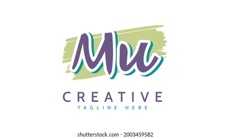 MU Initials, handwriting logo vector