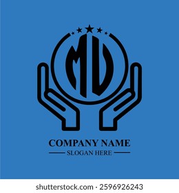 MU initials held within hands, symbolizing trust and protection. The circle represents unity, while stars highlight excellence and ambition.