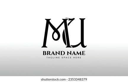 MU initials letter logo design template