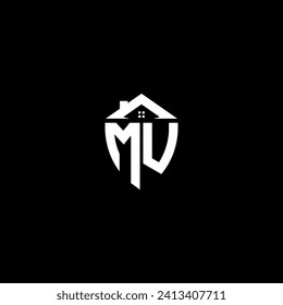 MU initials premium shield logo monogram with home designs modern templates