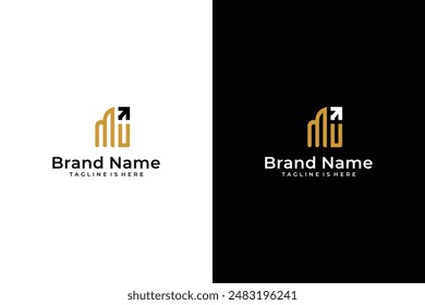 MU initials vector logo abstract arrow