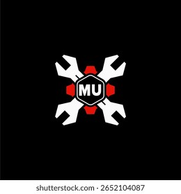 MU Initials Vektor Stok Otomotif Logo Design