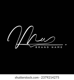 MU letter beauty handwriting vector logo.