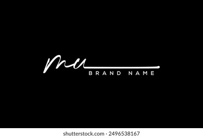 MU letter beauty handwriting vector logo. 
