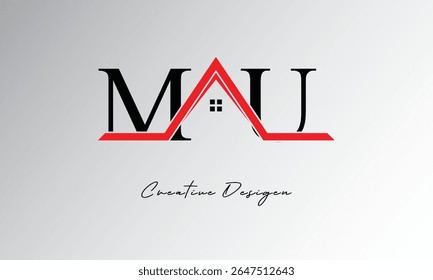 MU Letter House Logo – Creative Real Estate Monogram with Roof Icon and Home Shape for Property, Architecture and Modern Branding
