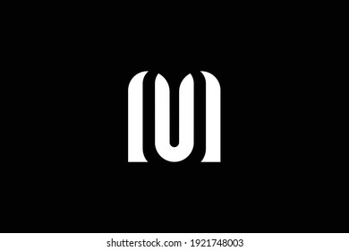 MU letter logo design on luxury background. UM monogram initials letter logo concept. MU icon design. UM elegant and Professional white color letter icon design on black background.