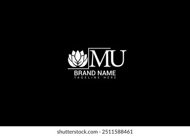 Desenho do logotipo da letra MU sobre fundo preto. MU criativo iniciais letra logotipo conceito. MU design exclusivo.