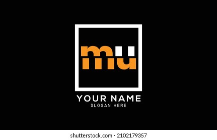 Vector de plantilla de diseño de logotipo de carta MU 