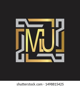 MU Letter logo initial capital monogram with abstract ornament
