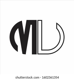MU Letter logo monogram with oval shape negative space design template white background