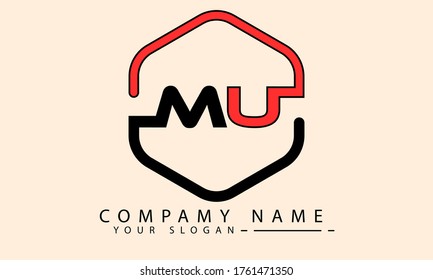 MU Letter Logo template design vector