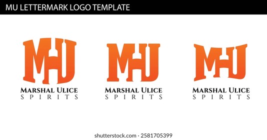 MU letter mark template with wine bottle shape