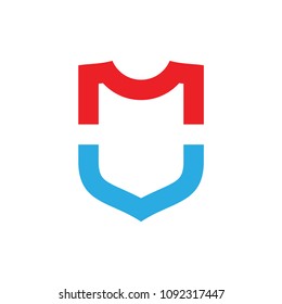 MU letter shield logo,MV letter shield logo