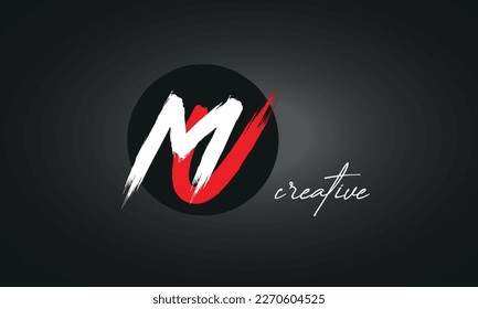 MU Letters Brush Paint Logo icon, Elegant Vector Design
