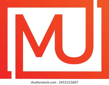 MU letters logo design. MU logo orange color square best company identity logo design 