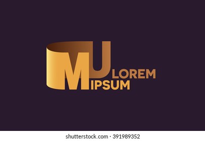MU letters logo, M and U letters logo alphabet design.