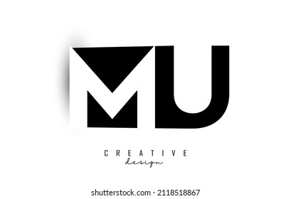 MU letters Logo with negative space design. Letter with geometric typography. Creative Vector Illustration with letters.