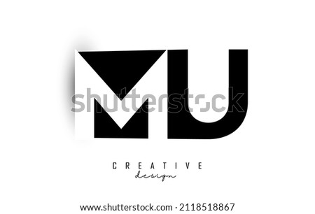 MU letters Logo with negative space design. Letter with geometric typography. Creative Vector Illustration with letters.