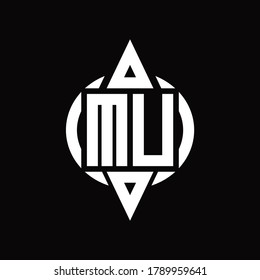 Logo de MU con plantilla de diseño de triángulo superior e inferior redondeado de círculo