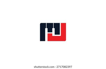 Logotipo de MU, letra mu, Plantilla de logotipo de letra creativa de MU. Logotipo de UM. Diseño de MU. Logotipo de UM en color negro y rojo