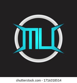 Monograma del logotipo de MU con plantilla de diseño de forma circular y de cuatro ejes