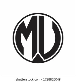 MU Logo monogram circle with piece ribbon style on white background